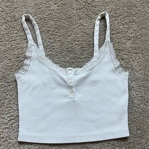 Forever 21 white button up lace tank top